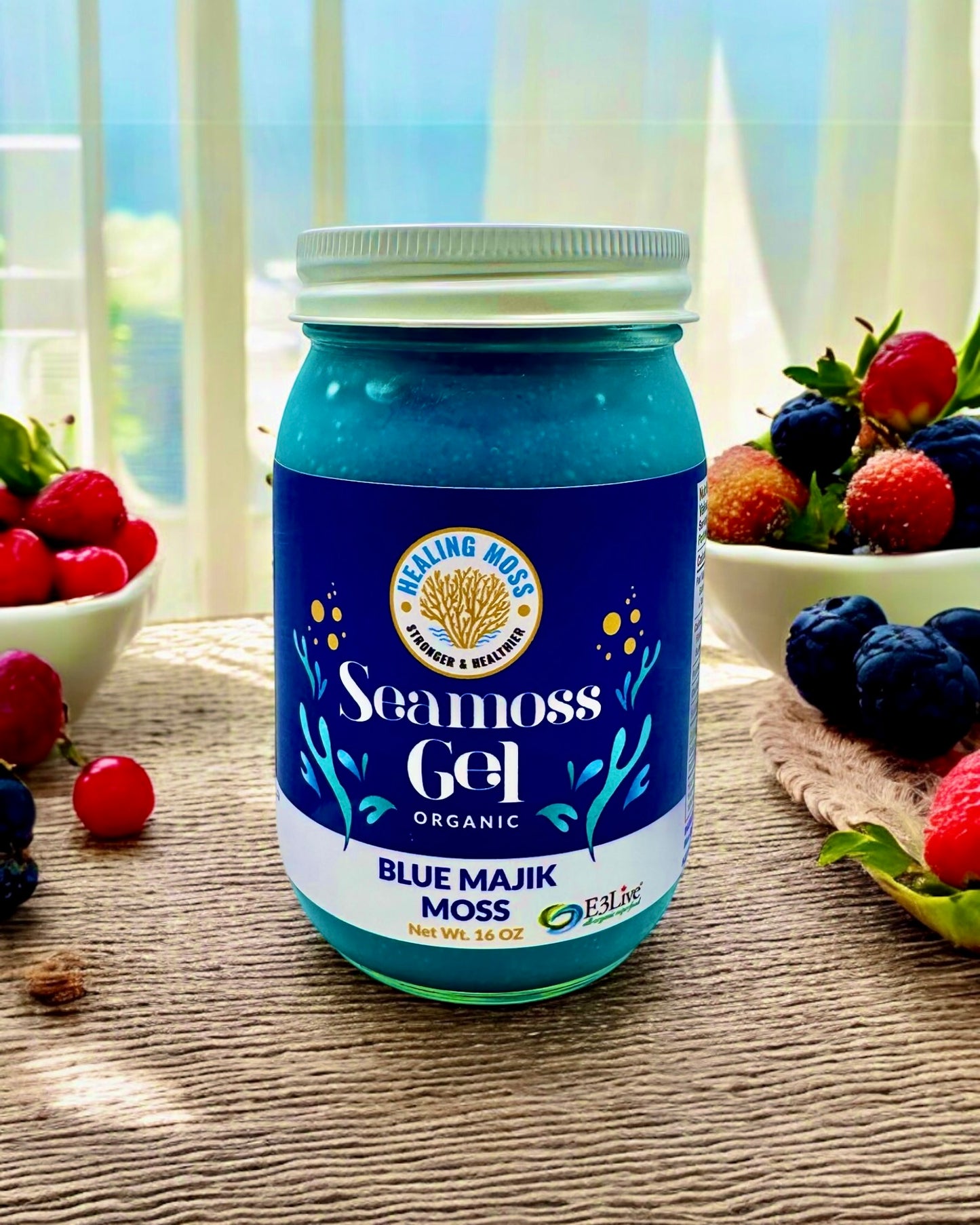 Blue Majik Moss Gel in glass jar – Canadian sea moss and blue spirulina superfood