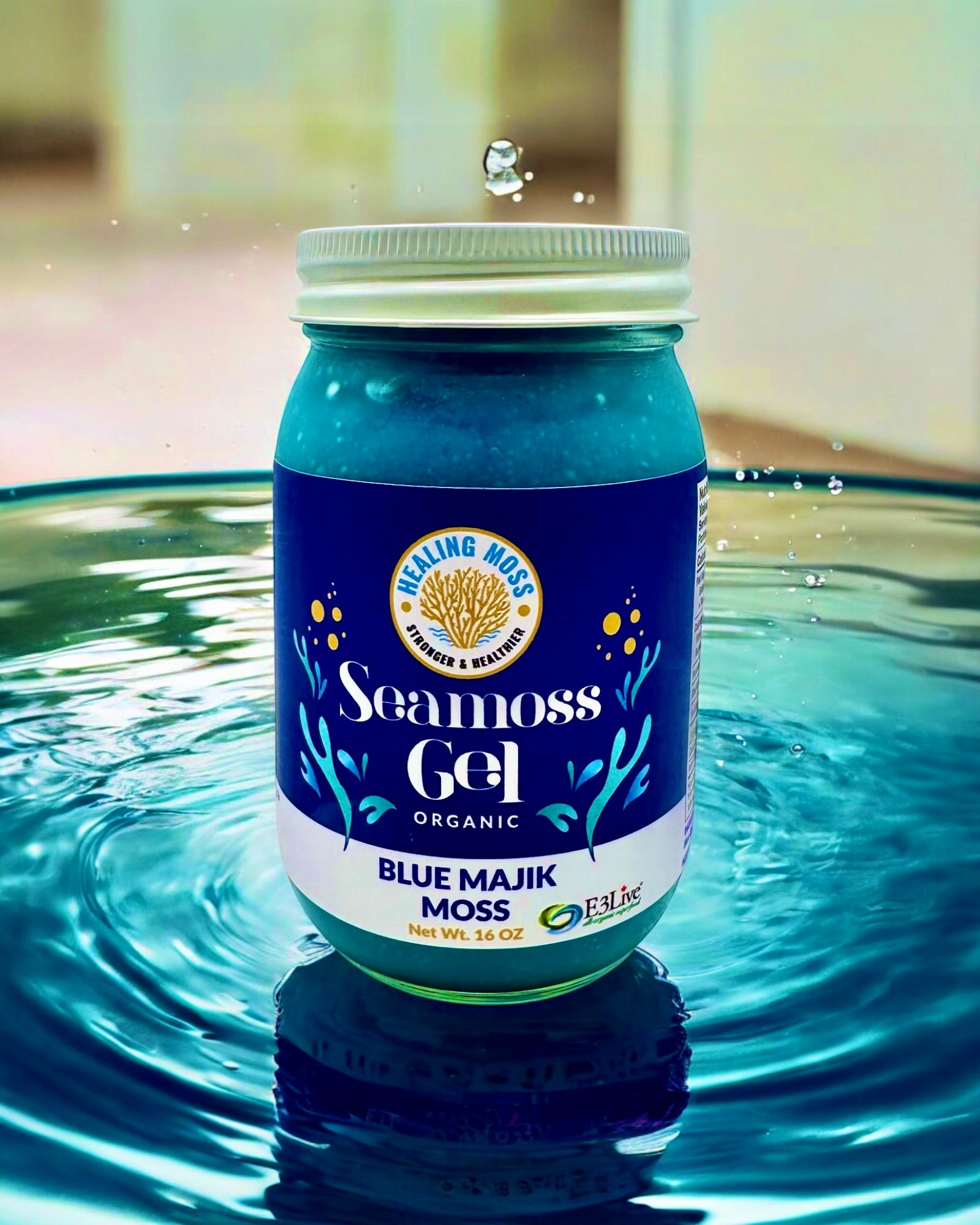 Blue Majik Moss Gel in glass jar – Canadian sea moss and blue spirulina superfood