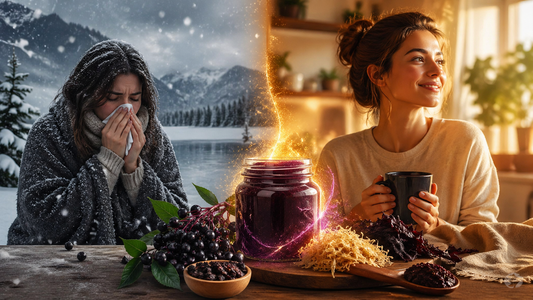 Organic elderberry in Canada with sea moss gel showing natural immune support during cold winter season