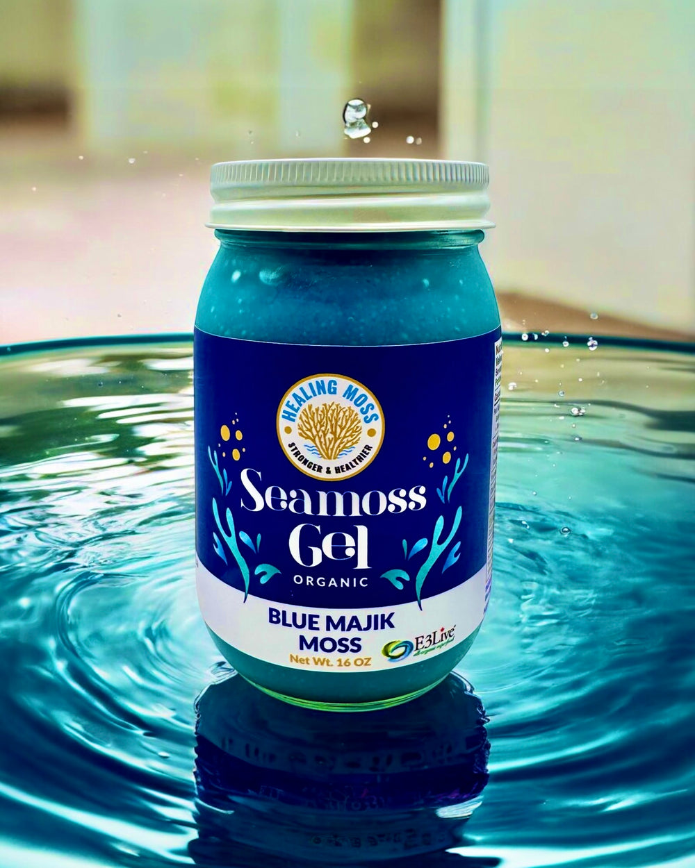 Blue Majik Moss Gel in glass jar – Canadian sea moss and blue spirulina superfood